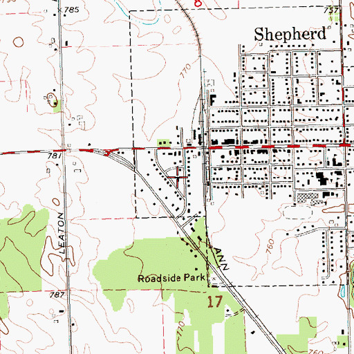 Topographic Map of Westlawn Church of Christ, MI