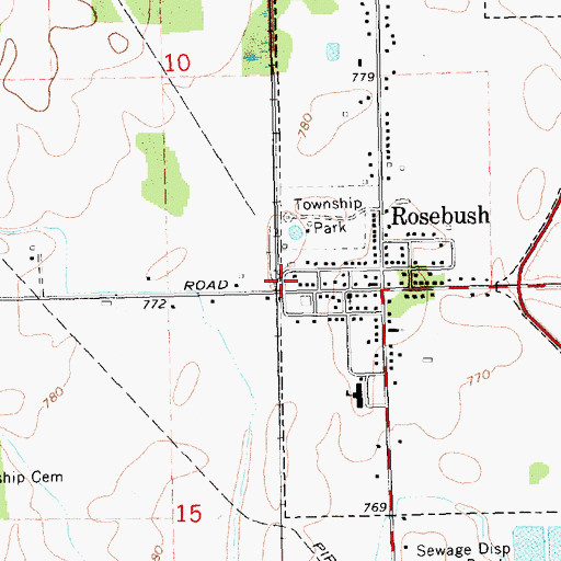 Topographic Map of Rosebush Station, MI