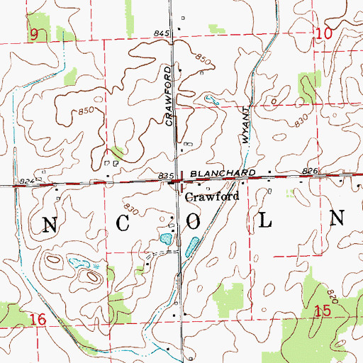 Topographic Map of Crawford Post Office (historical), MI