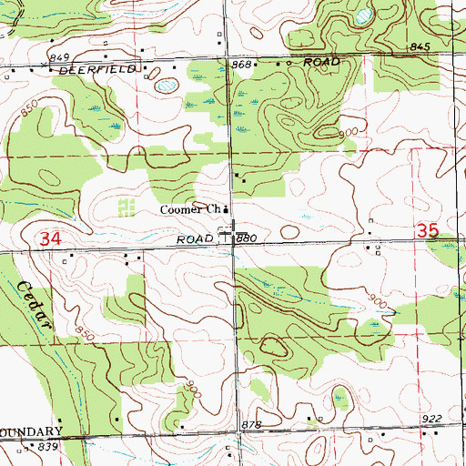 Topographic Map of Coomer Post Office (historical), MI