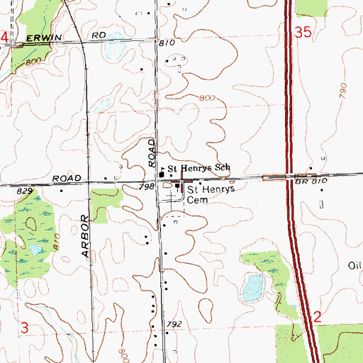 Topographic Map of Saint Henry's Church, MI
