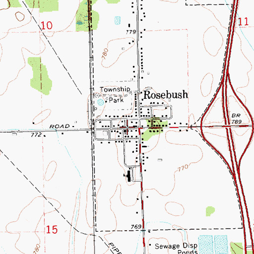 Topographic Map of Bible Baptist Church of Rosebush, MI
