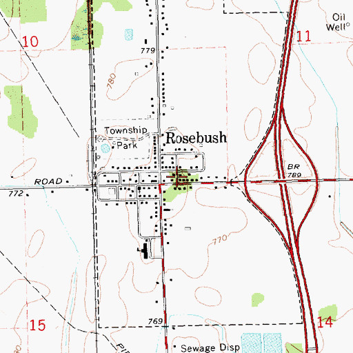 Topographic Map of Isabella Township Library, MI