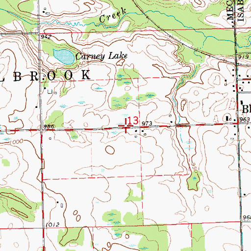 Topographic Map of Blanchard Wesleyan Church, MI