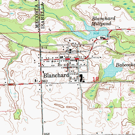 Topographic Map of Millbrook / Rolland Township Fire Department, MI
