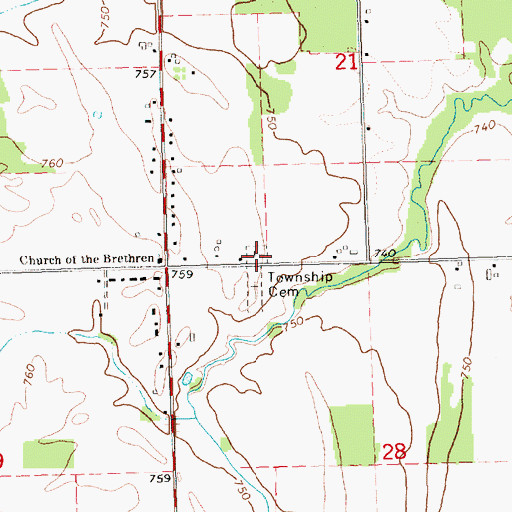 Topographic Map of Chippewa Township Cemetery, MI
