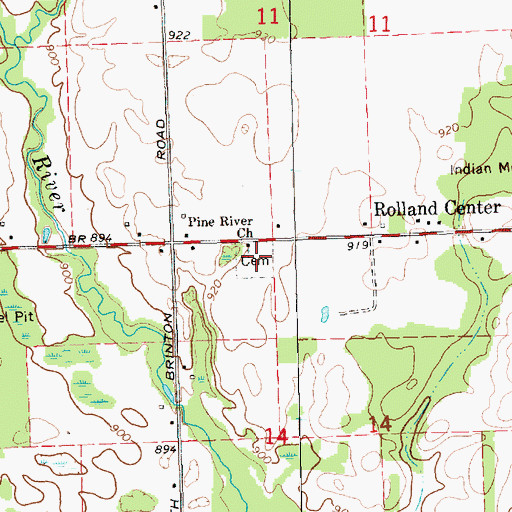 Topographic Map of Rolland Township Cemetery, MI