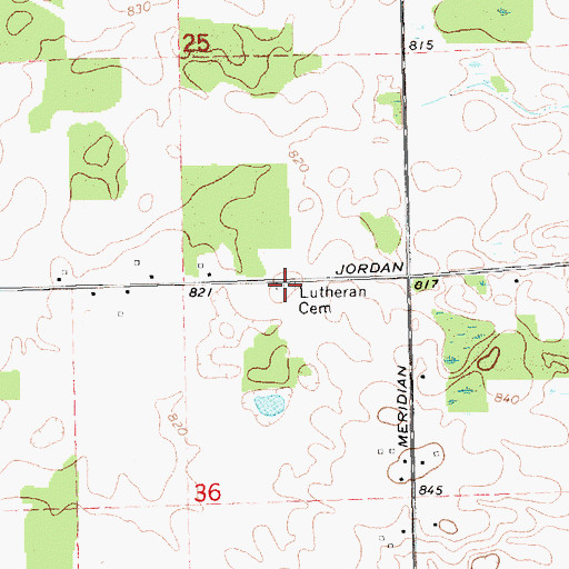 Topographic Map of Zion Lutheran Cemetery, MI