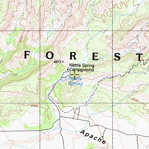 Topographic Map of Nettle Spring Campground, CA