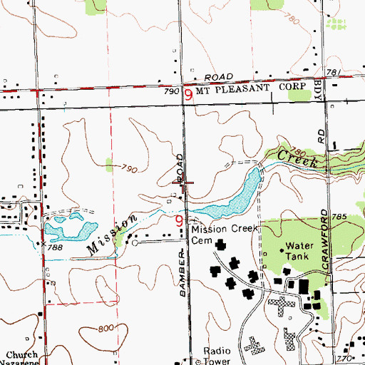 Topographic Map of Indian Cemetery Historical Marker, MI