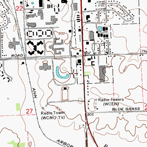 Topographic Map of Central Michigan University Historical Marker, MI