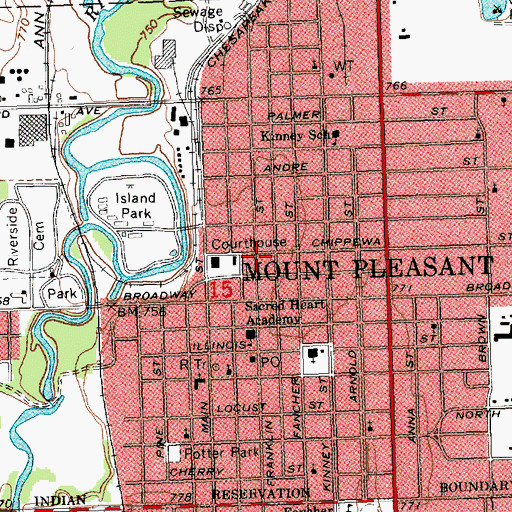 Topographic Map of Doughty House Historical Marker, MI