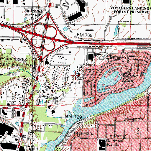 Topographic Map of Riverside Water Treatment Plant, IL