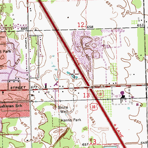 Topographic Map of Blake Park, MI
