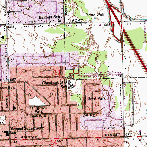 Topographic Map of Chestnut Hill Park, MI