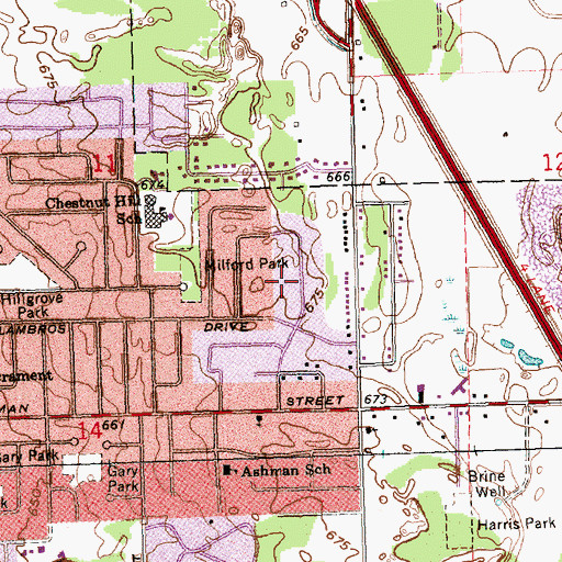 Topographic Map of Briarwood Park, MI