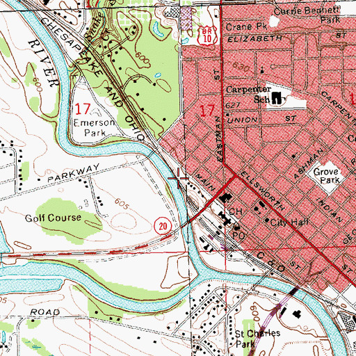 Topographic Map of Arbury Park, MI