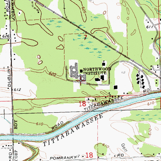 Topographic Map of Miner Hall, MI