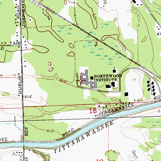 Topographic Map of DuBois Dorms, MI