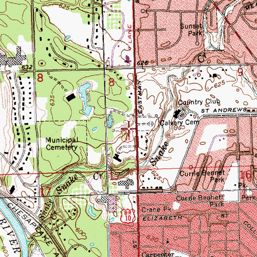 Topographic Map of Whiting Forest, MI