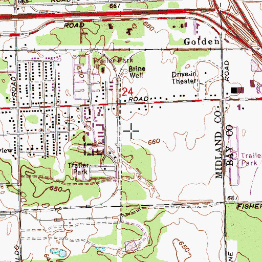 Topographic Map of Midland Civic Arena, MI