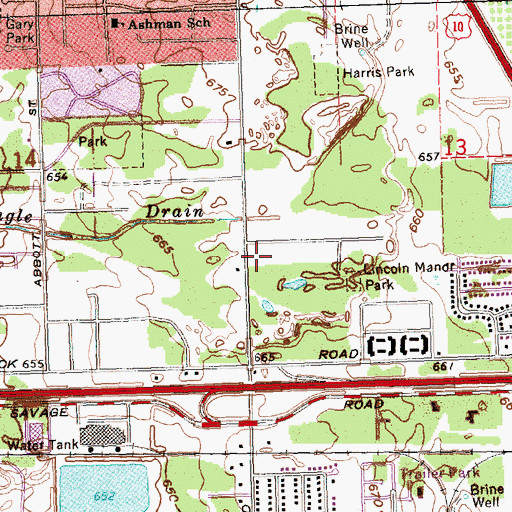 Topographic Map of Davenport University, MI