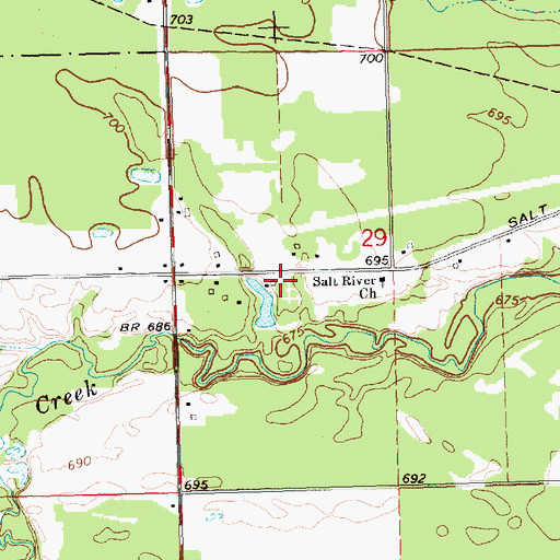 Topographic Map of Salt Rivers Acres Campground, MI