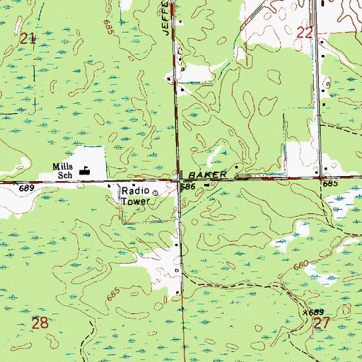 Topographic Map of Bethel Church of the Nazarene, MI