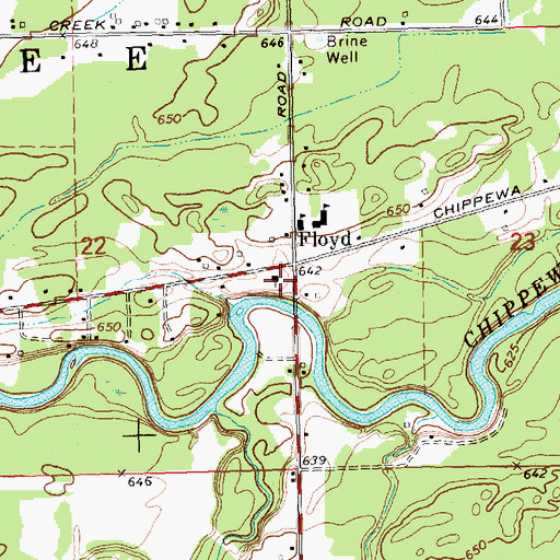 Topographic Map of Floyd Church of God, MI
