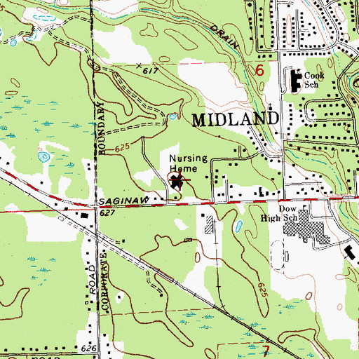 Topographic Map of Tendercare Midland Nursing Home, MI