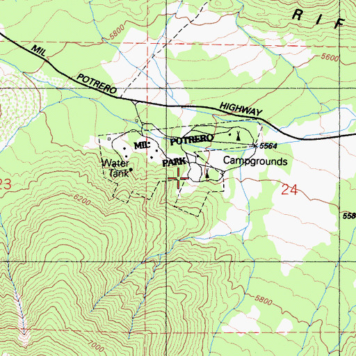 Topographic Map of Mil Potrero Park, CA