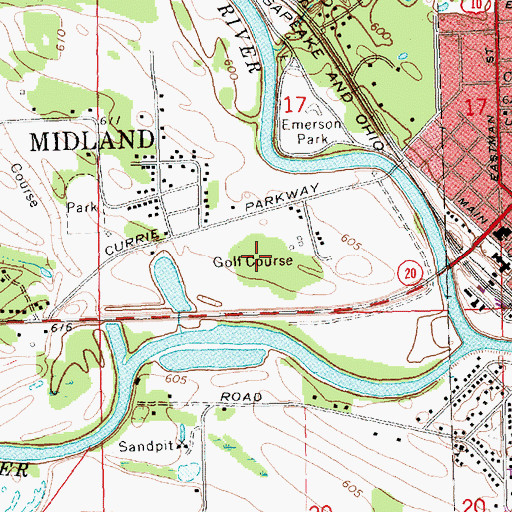 Topographic Map of Currie Municipal Golf Course, MI