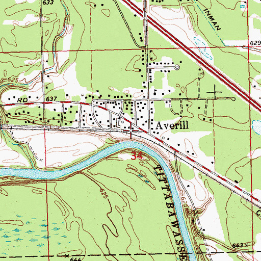Topographic Map of Averill Station (historical), MI
