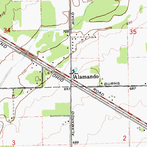 Topographic Map of Alamando Station (historical), MI