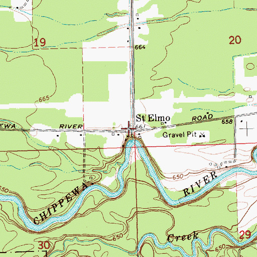 Topographic Map of Saint Elmo Post Office (historical), MI