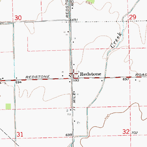Topographic Map of Redstone Post Office (historical), MI