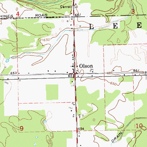 Topographic Map of Olson Post Office (historical), MI