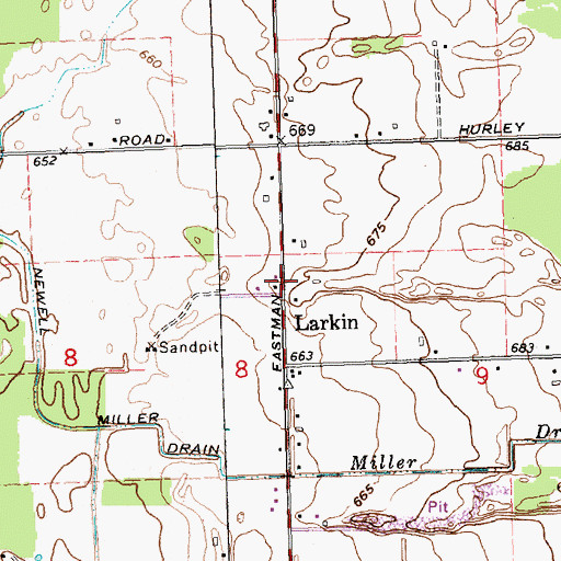 Topographic Map of Larkin Post Office (historical), MI