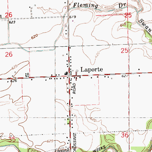 Topographic Map of Laporte Post Office (historical), MI