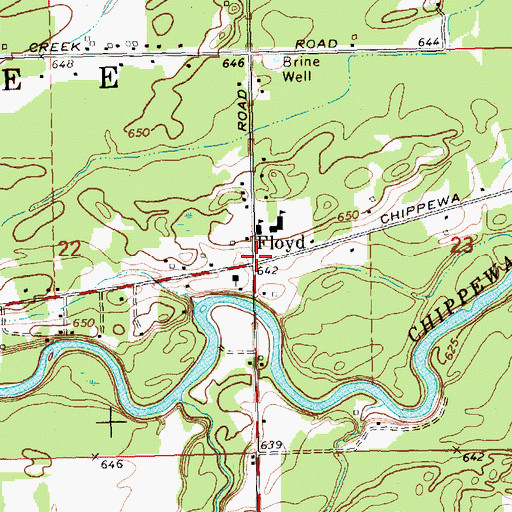 Topographic Map of Floyd Post Office (historical), MI