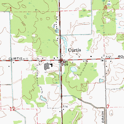 Topographic Map of Curtice Post Office (historical), MI