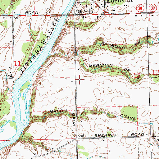 Topographic Map of Swanton Cemetery, MI