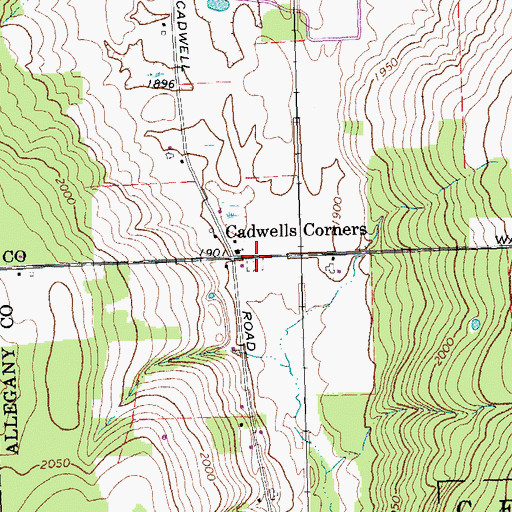 Topographic Map of Cadwell Corners Cemetery, NY