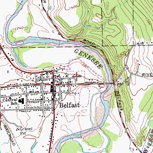 Topographic Map of Riverside Cemetery, NY