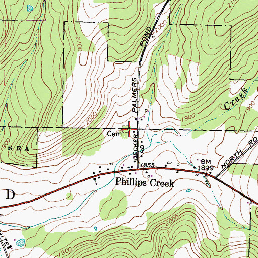Topographic Map of Phillips Creek Cemetery, NY