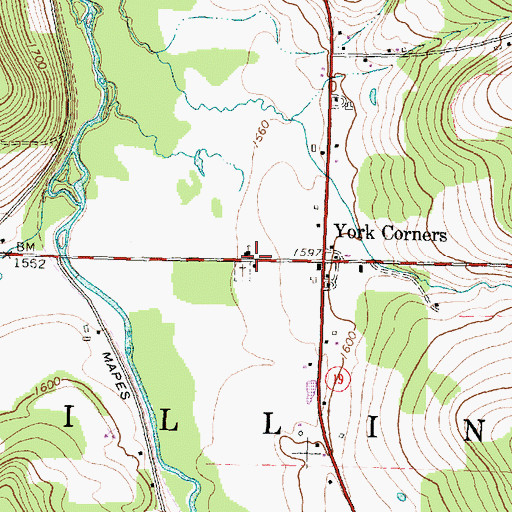 Topographic Map of Yorks Corners Mennonite Church, NY