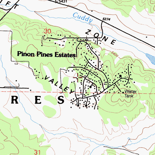 Topographic Map of Pinon Pines Estates, CA