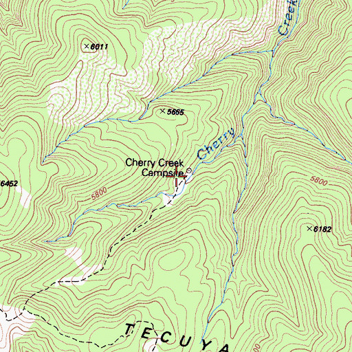 Topographic Map of Cherry Creek Campsite, CA