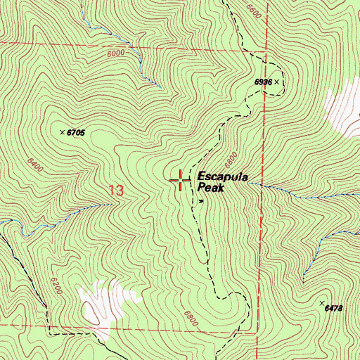 Topographic Map of Escapula Peak, CA