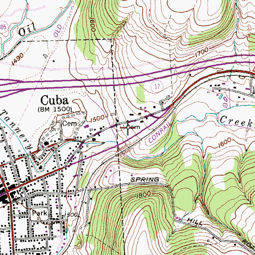 Topographic Map of Our Lady of the Angels Catholic Cemetery, NY